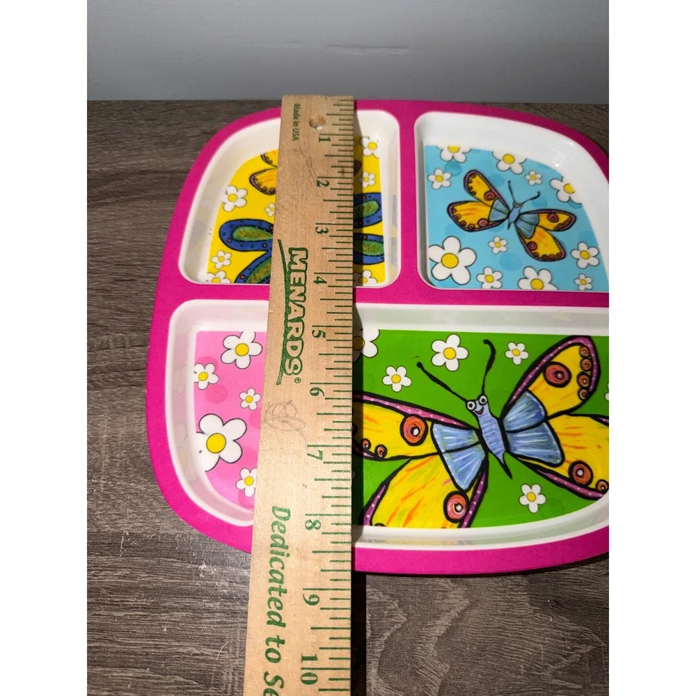 Emily Green Thunder Group Butterfly Melamine Divided Tray Pink Kids Plate 2010